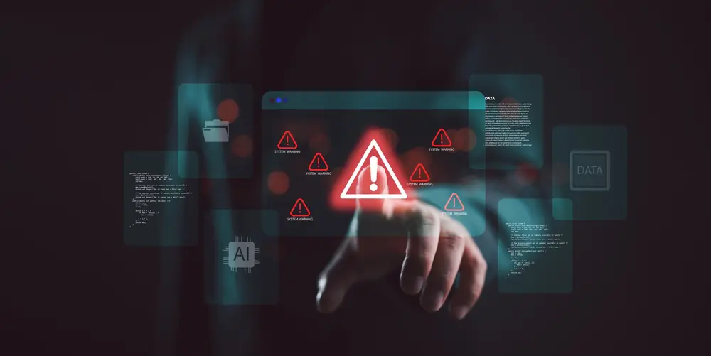 systemwarningalertonvirtualinterfacewithhandinteraction-concept