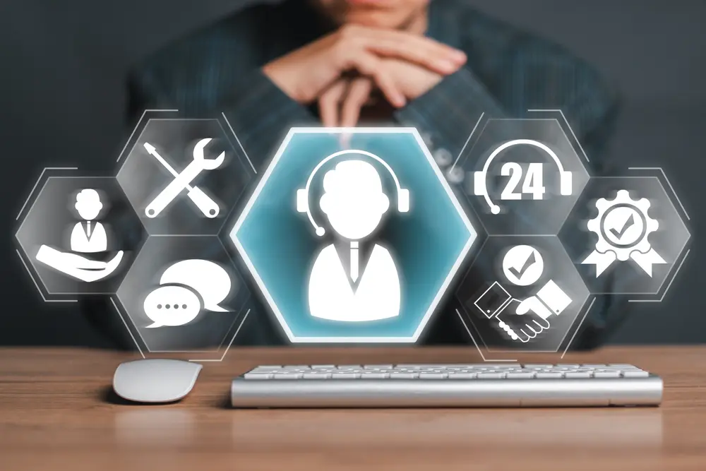 illustrationofcustomercareconceptwithiconsforsupporttools